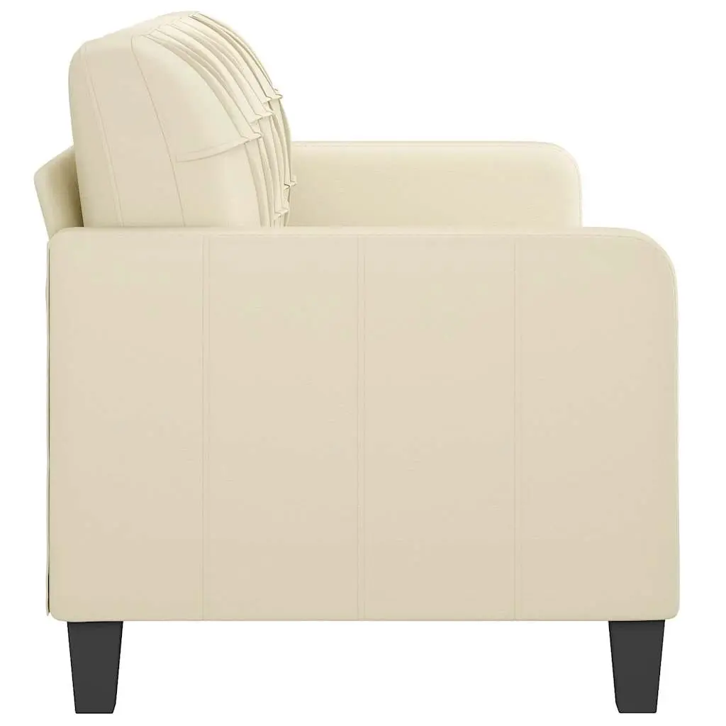 3-Seater Sofa Cream Faux Leather Lounge Couch Living Room Furniture Modern
