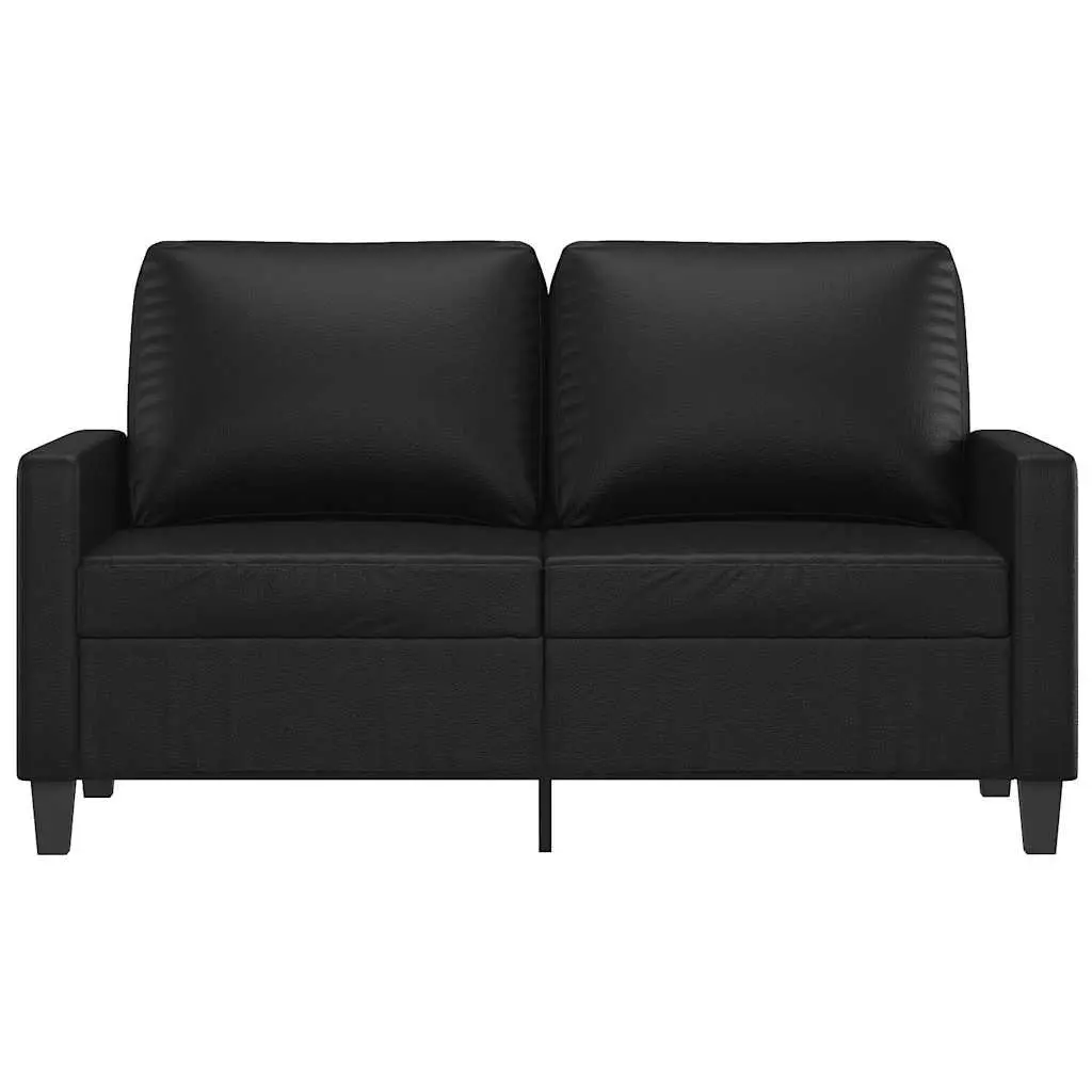Couch Faux Leather 120cm Black 2-Seater Sofa Lounge Seat Durable Stain Resistant