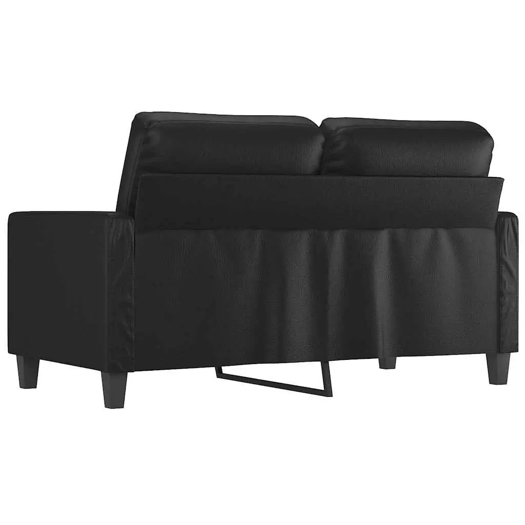 Couch Faux Leather 120cm Black 2-Seater Sofa Lounge Seat Durable Stain Resistant