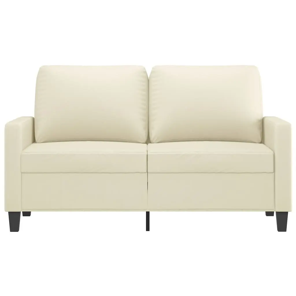 2-Seater Sofa Faux Leather Cream Modern Living Room Couch