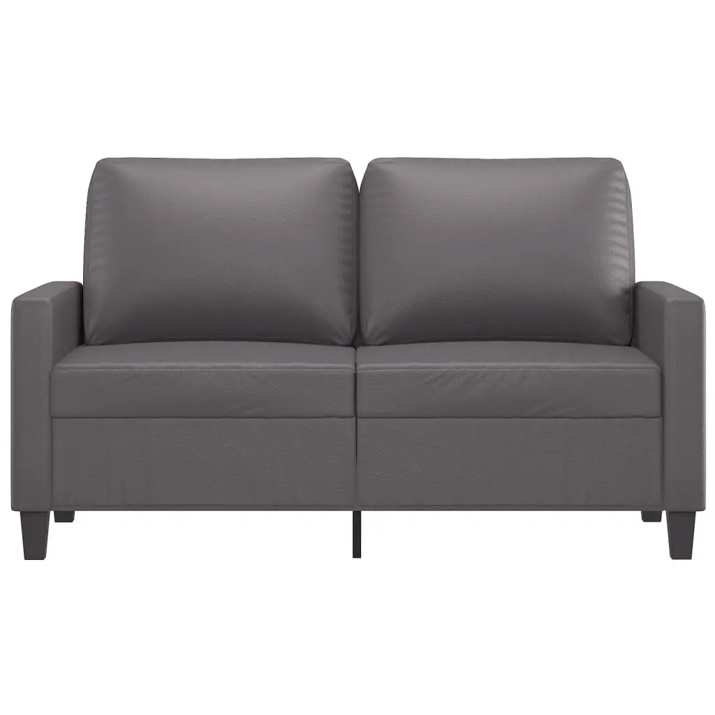 Faux Leather 120cm Grey 2-Seater Sofa Modern Couch for Living Room Metal Frame