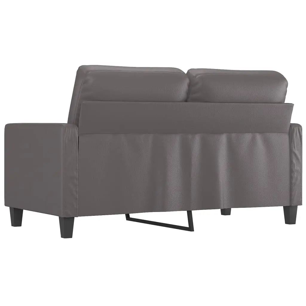 Faux Leather 120cm Grey 2-Seater Sofa Modern Couch for Living Room Metal Frame
