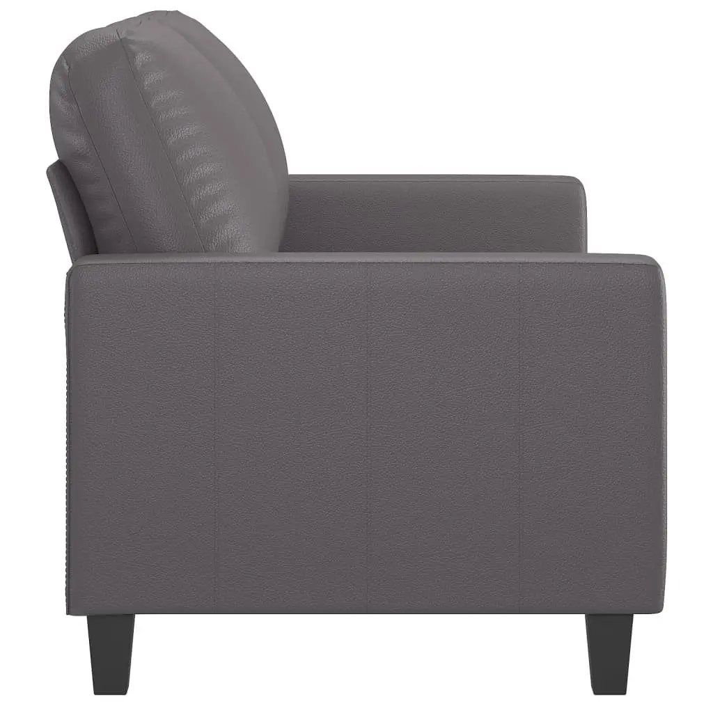 Faux Leather 120cm Grey 2-Seater Sofa Modern Couch for Living Room Metal Frame