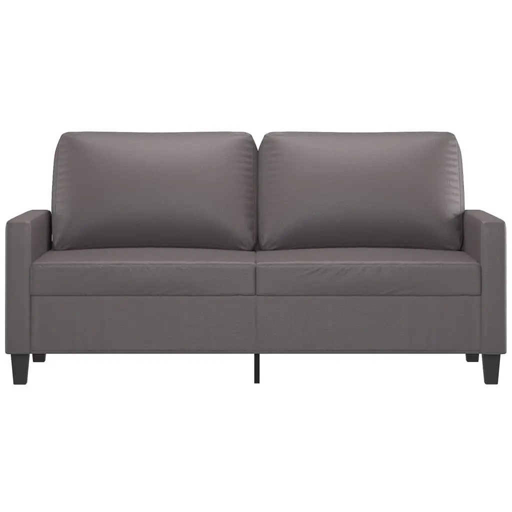 2-Seater Sofa Faux Leather 140cm Grey Modern Living Room Couch
