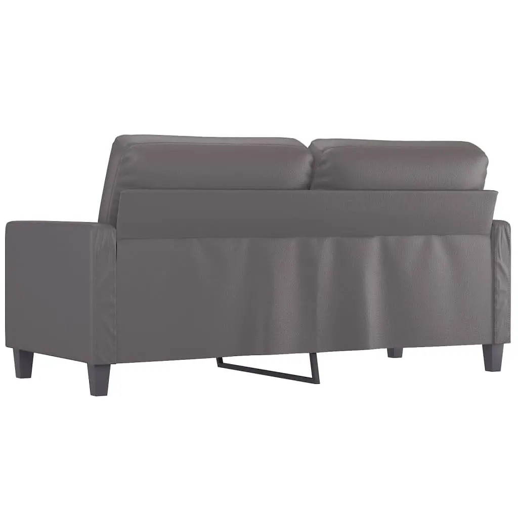 2-Seater Sofa Faux Leather 140cm Grey Modern Living Room Couch