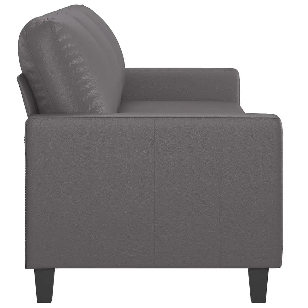 3-Seater Sofa Grey 180cm Faux Leather Living Room Couch Furniture