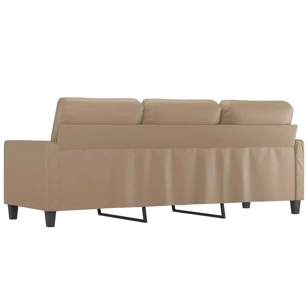 3-Seater Sofa Faux Leather 180cm Brown Modern Living Room Couch