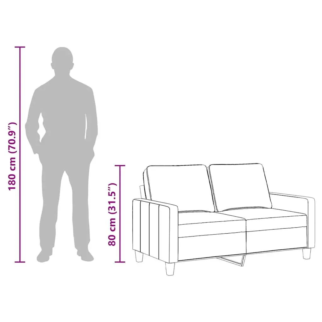 2-Seater Sofa Fabric 120cm Grey Metal Frame Couch