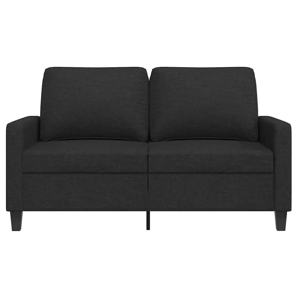 2-Seater Sofa Fabric 120cm Black Modern Couch Padded Armrests