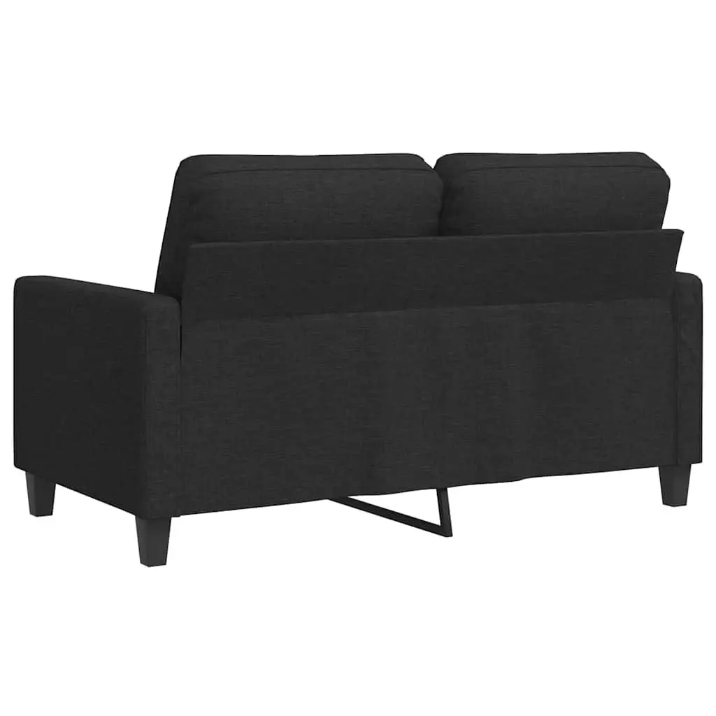 2-Seater Sofa Fabric 120cm Black Modern Couch Padded Armrests