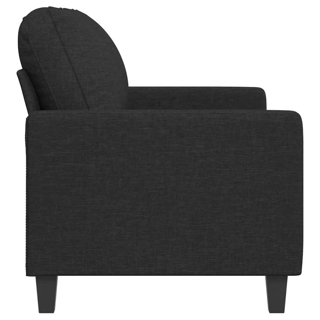 2-Seater Sofa Fabric 120cm Black Modern Couch Padded Armrests
