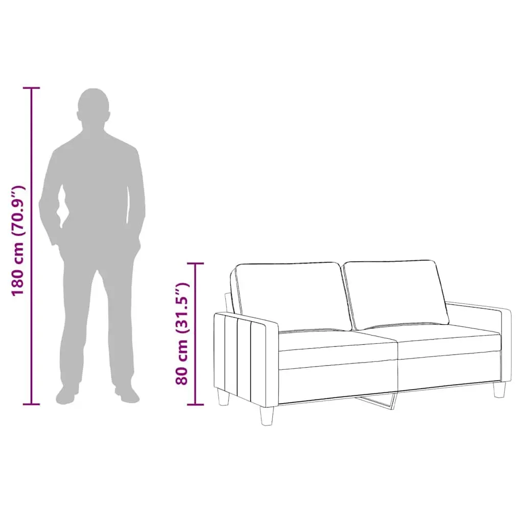 2-Seater Sofa Fabric Upholstered 140cm Grey