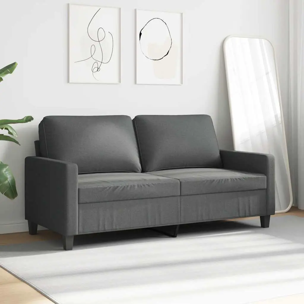 2-Seater Sofa Metal Frame Dark Grey 140cm Upholstered Couch Living Room Furniture