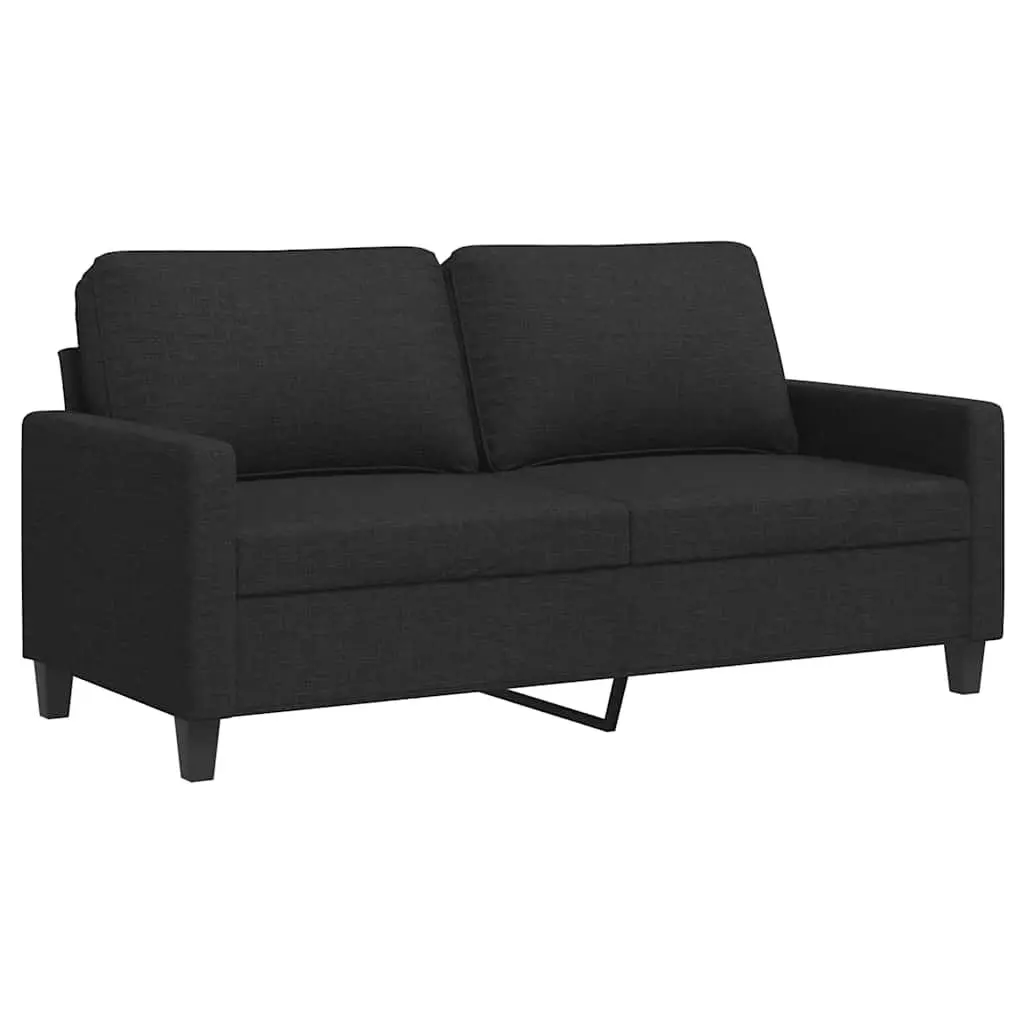 Black Fabric 140cm 2-Seater Lounge Sofa Modern Couch for Living Room