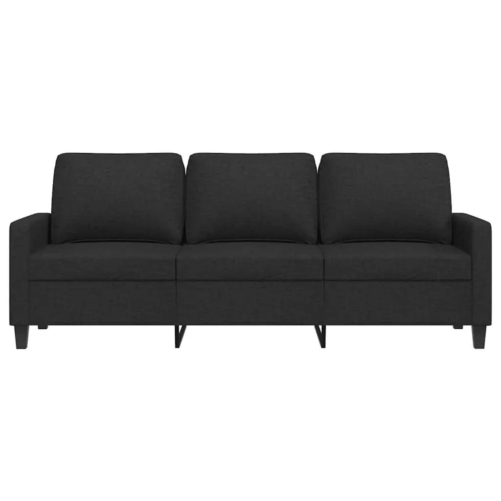 3-Seater Sofa Fabric 180cm Black Living Room Couch