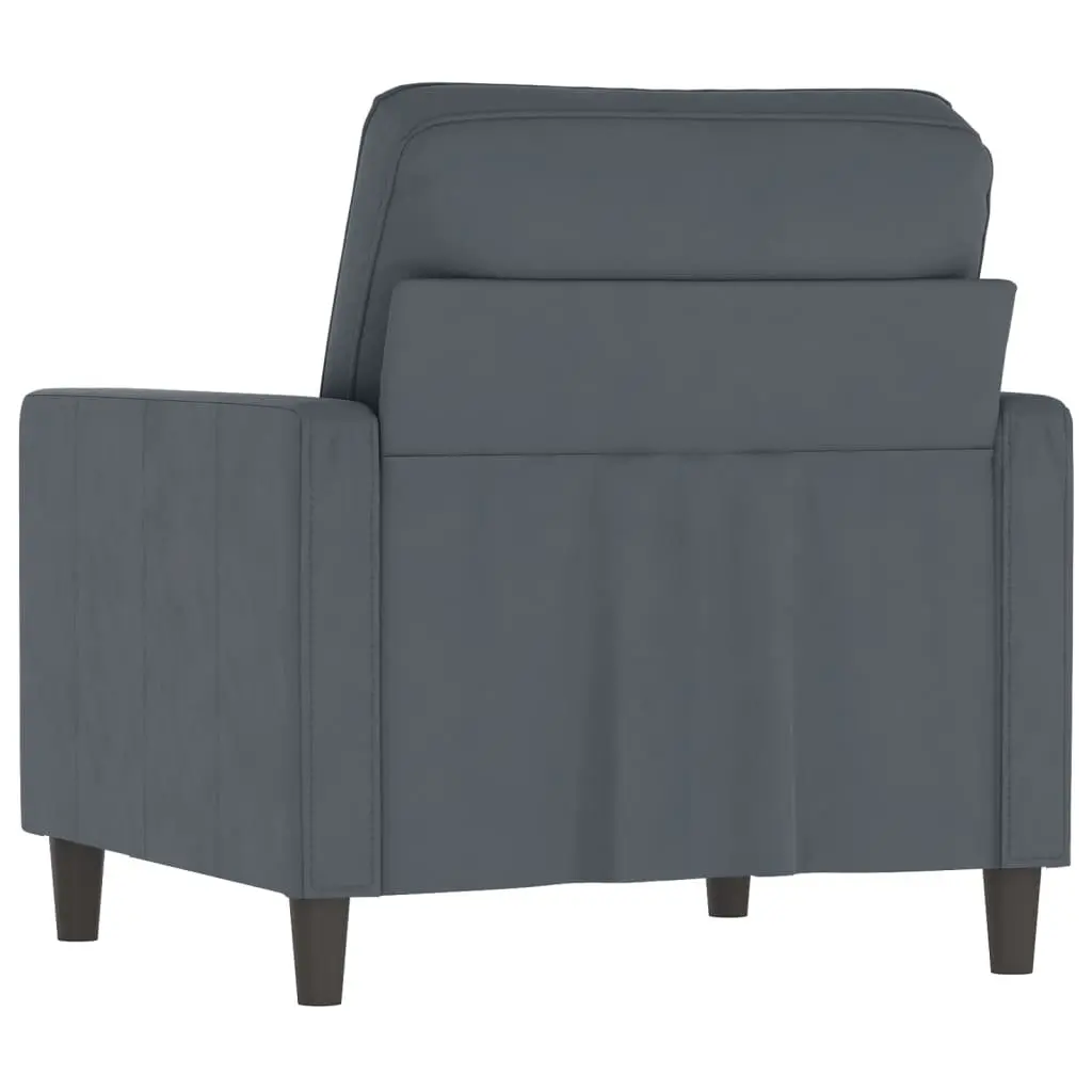 Sofa Chair Grey 60cm Velvet Padded Armchair Living Room Furniture