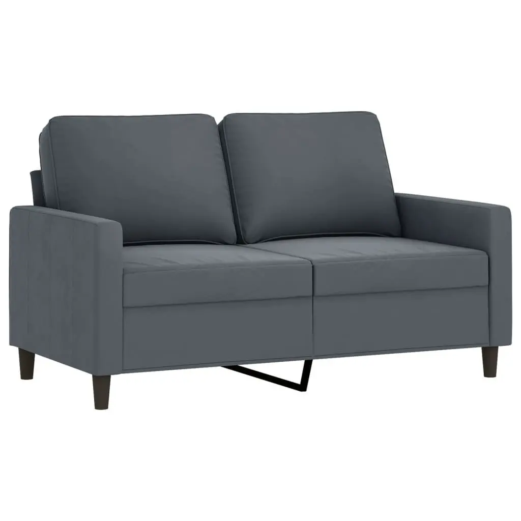 2-Seater Sofa Grey Velvet Modern Living Room Couch Comfortable Padded Armrest
