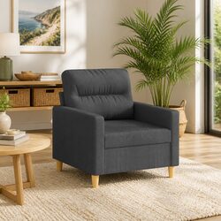 Grey Fabric Sofa Chair 60cm Compact Armchair Lounge Seat Living Room Furniture