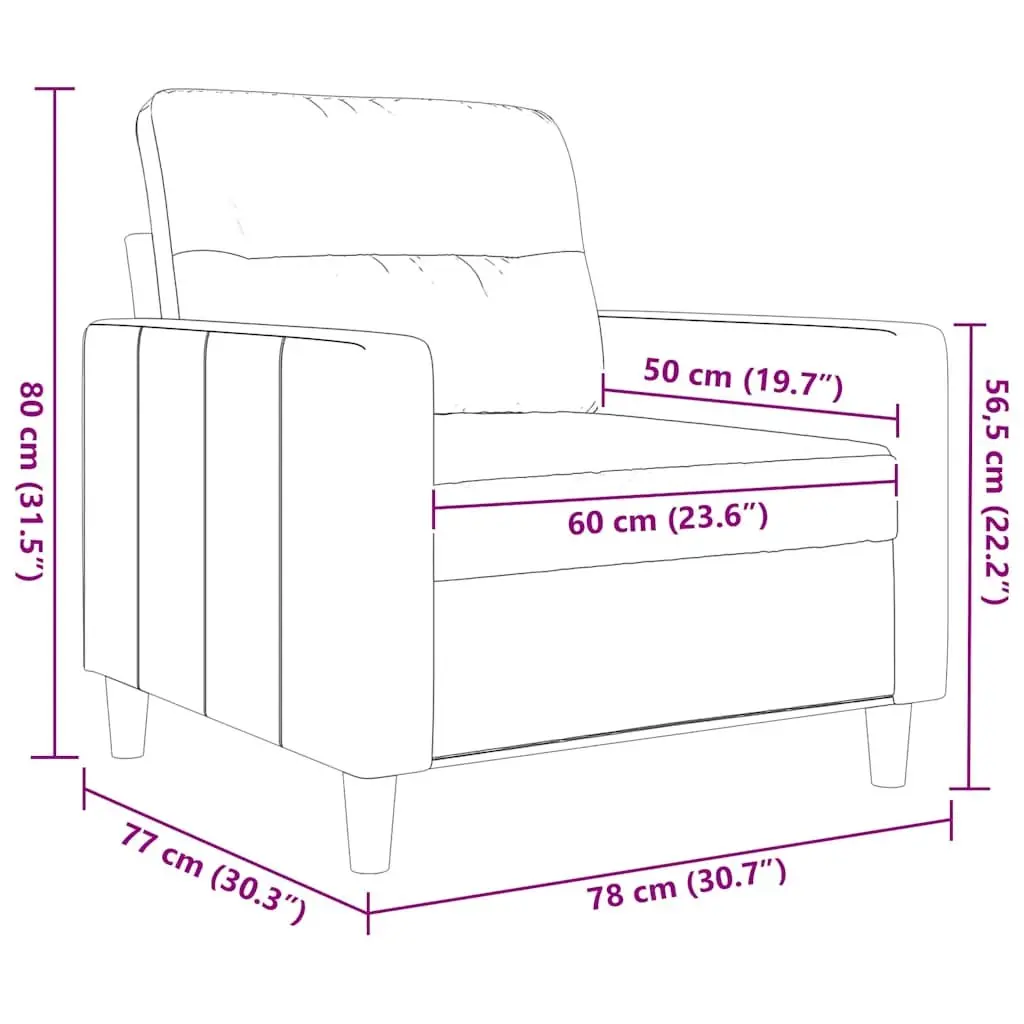 Grey Fabric Sofa Chair 60cm Compact Armchair Lounge Seat Living Room Furniture