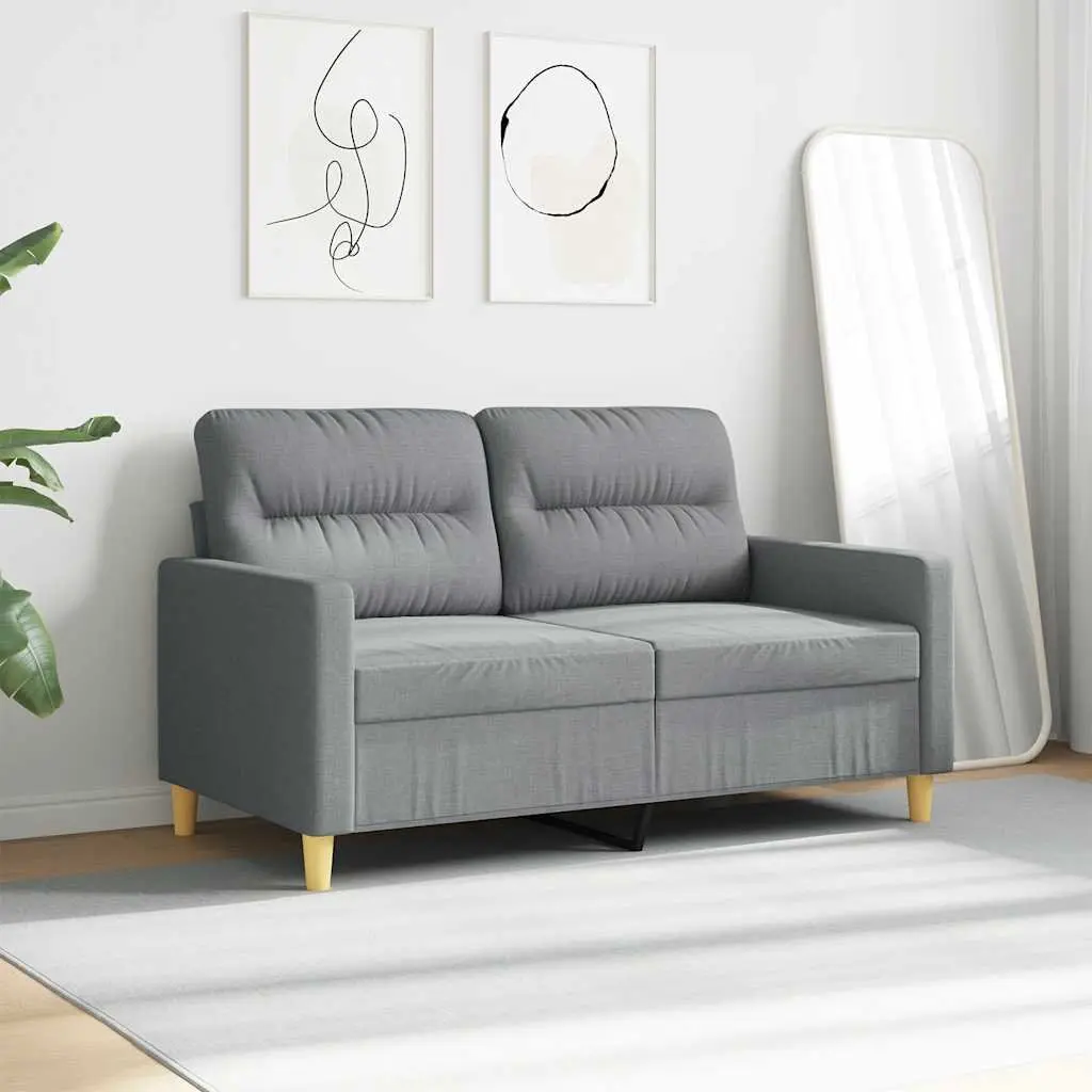 2-Seater Sofa Grey Fabric 120cm Upholstered Couch Lounge Settee Living Room