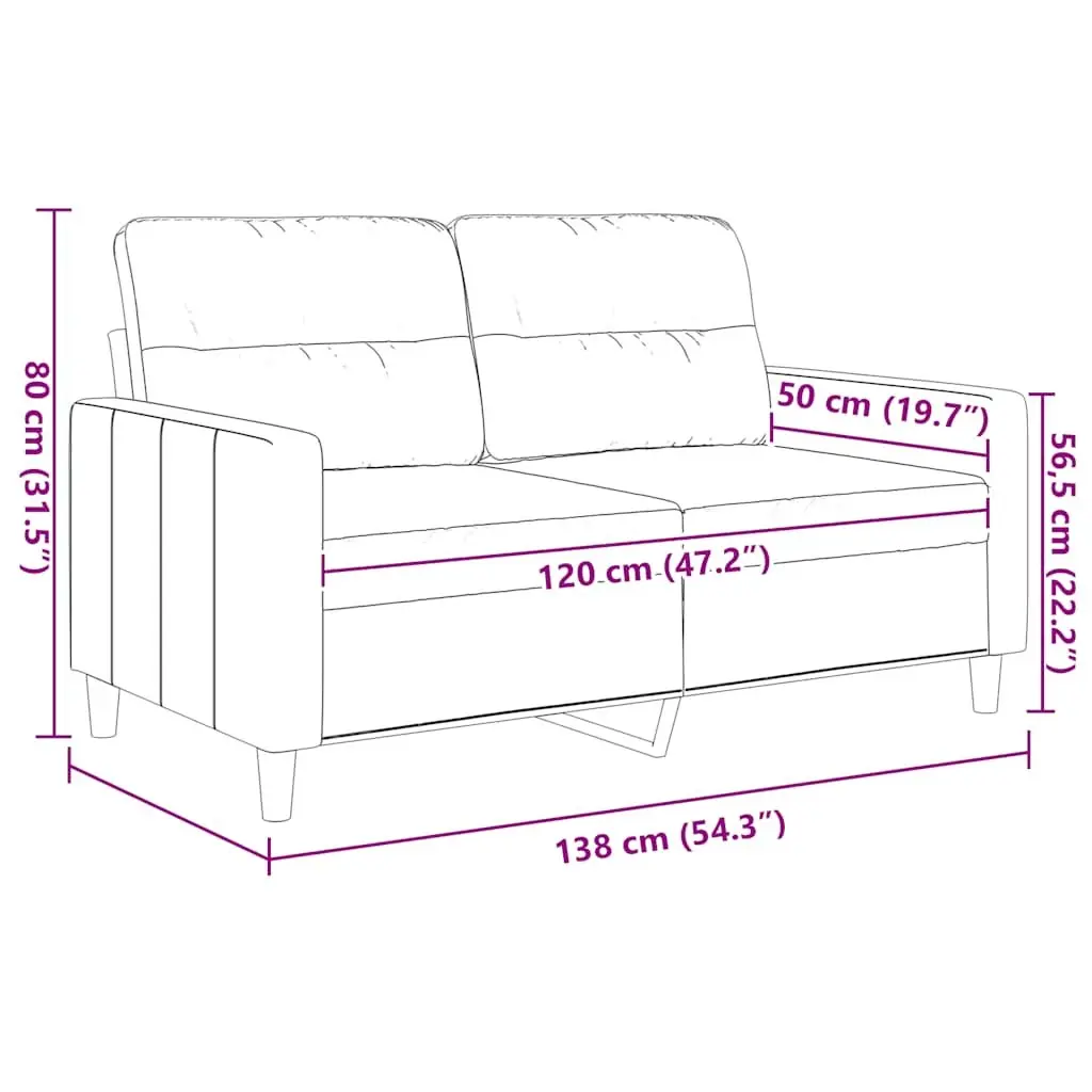 2-Seater Sofa Black Fabric Living Room Couch 120cm Modern Lounge Settee