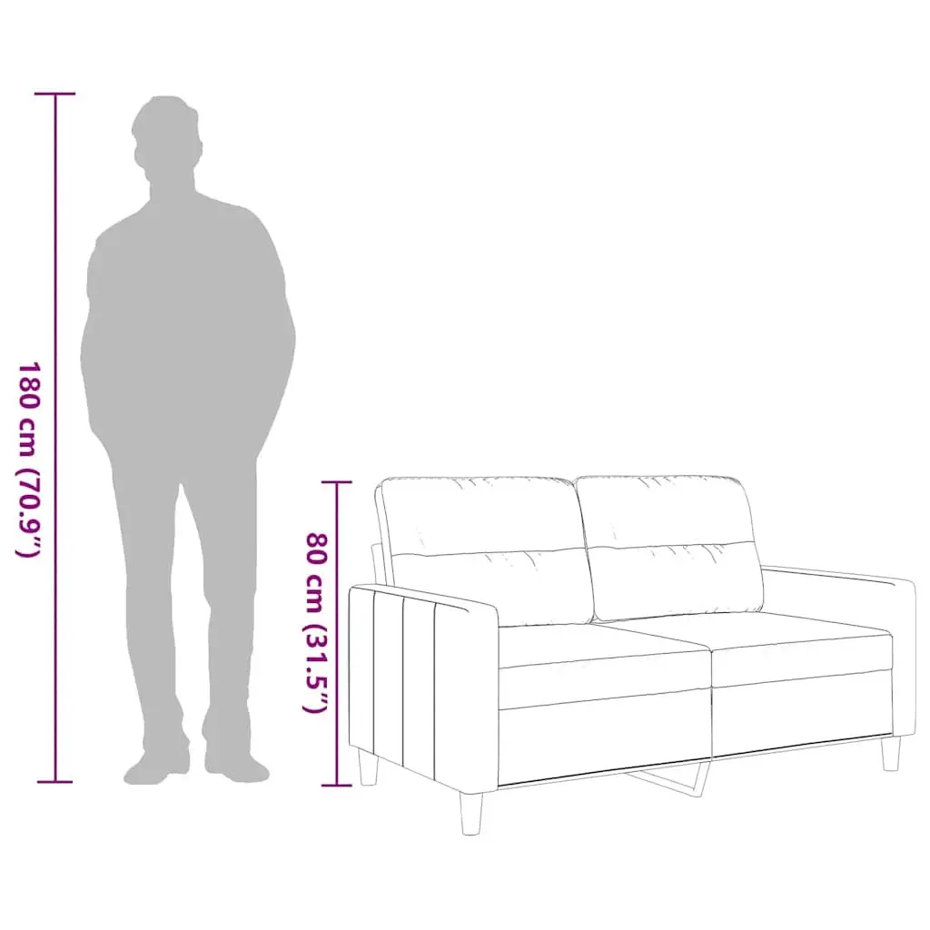2-Seater Sofa Black Fabric Living Room Couch 120cm Modern Lounge Settee
