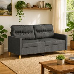 2-Seater Sofa Grey Fabric for Everyday Living