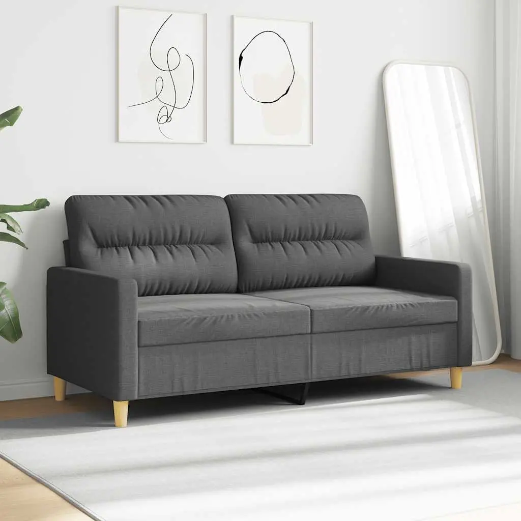 2-Seater Sofa Fabric Grey 140cm Modern Lounge Couch