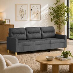 3-Seater Sofa Grey Fabric 180cm Modern Living Room Couch Lounge Seat Furniture