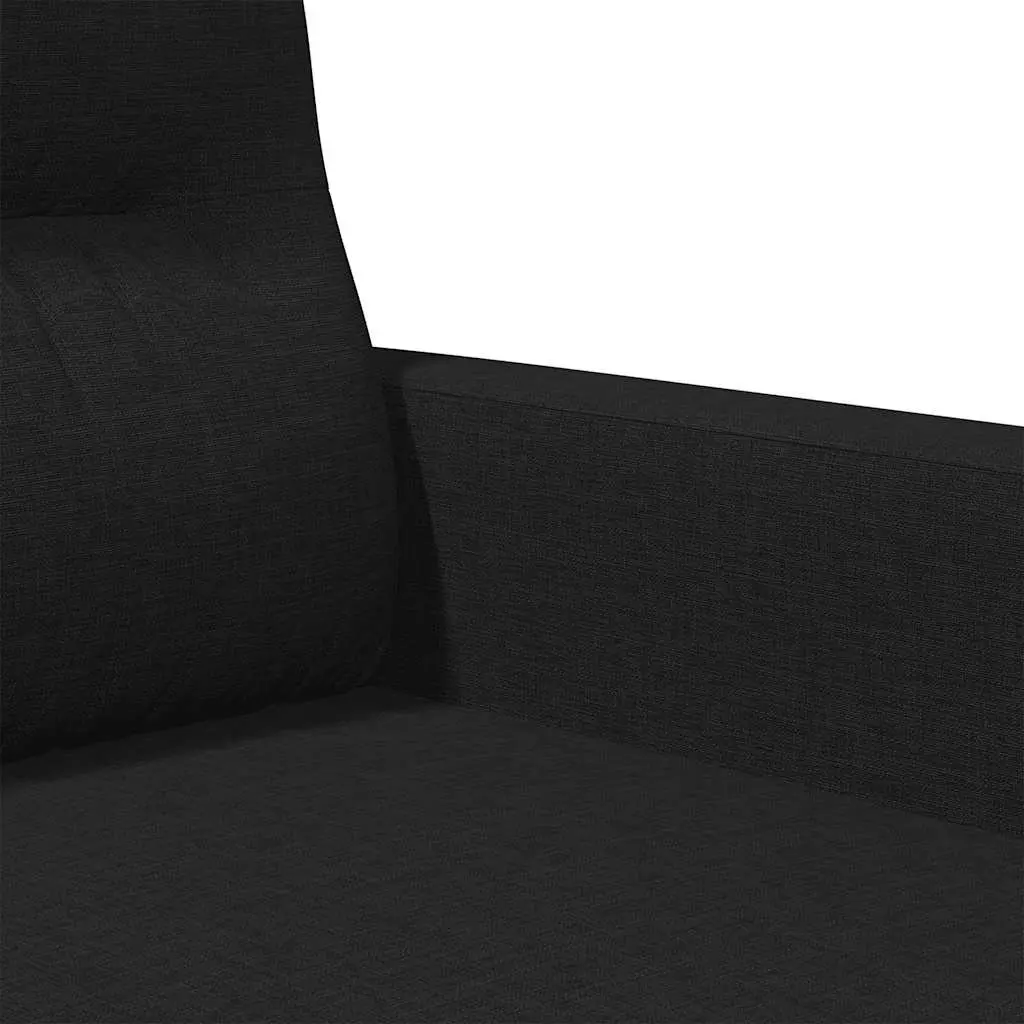 3-Seater Sofa Black 180cm Modern Living Room Couch Fabric Upholstered Furniture