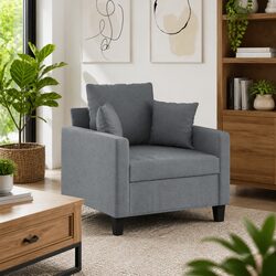 Sofa Chair Grey 60cm Fabric Armchair Lounge Single Seat Living Room Furniture