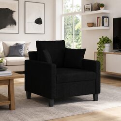 Versatile Black Fabric Armchair 60cm for Any Room