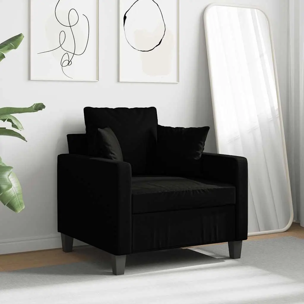 Fabric Armchair 60cm Black Modern Sofa Chair for Lounge Reading Relaxing Living Room