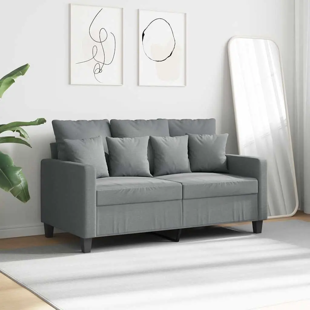 2-Seater Sofa Fabric Light Grey 120cm Modern Lounge Couch