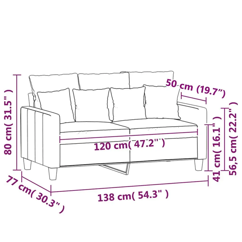 2-Seater Sofa Fabric Light Grey 120cm Modern Lounge Couch