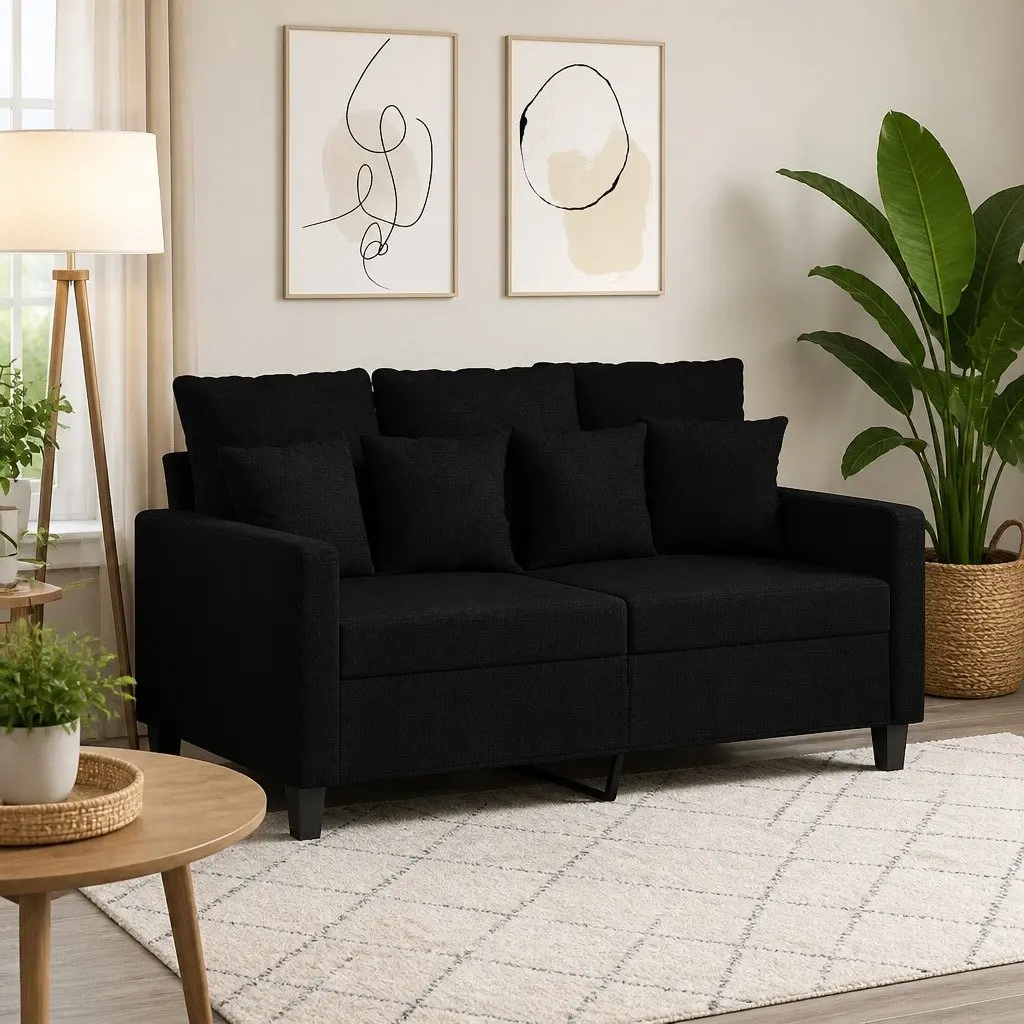 Black 2-Seater Sofa for Living Rooms