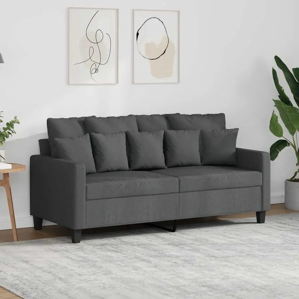 2-Seater Sofa Fabric 140cm Grey Modern Couch