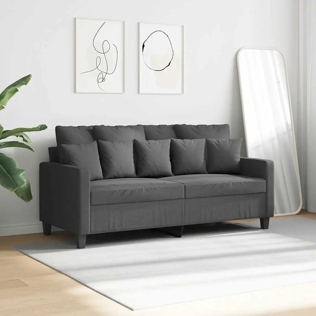 2-Seater Sofa Fabric 140cm Grey Modern Couch