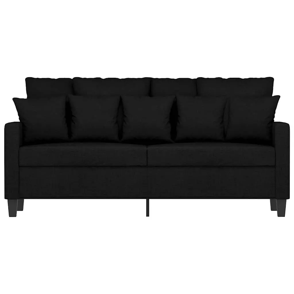 2-Seater Sofa Fabric Black 140cm Modern Lounge Seat