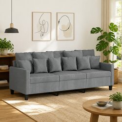 3-Seater Sofa Grey Fabric 180cm Living Room Couch Modern Design Comfortable
