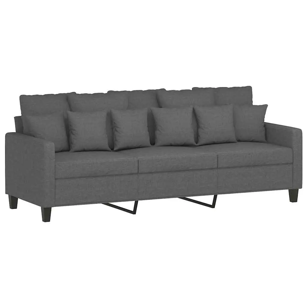 3-Seater Sofa Dark Grey 180cm Living Room Couch Fabric Upholstered Furniture