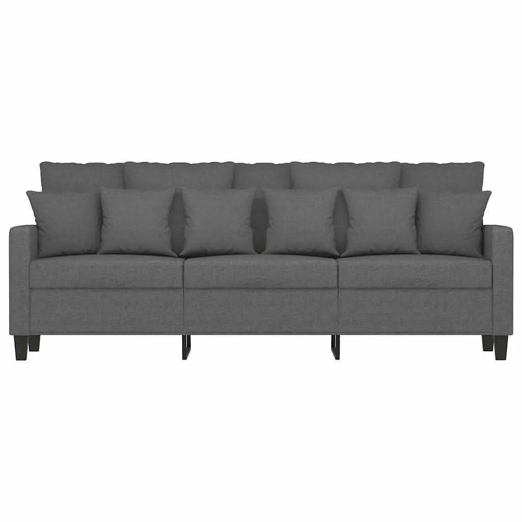 3-Seater Sofa Dark Grey 180cm Living Room Couch Fabric Upholstered Furniture