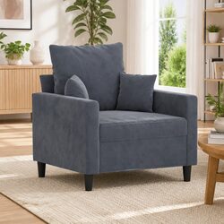 Versatile Grey Velvet Sofa Chair for Home Use