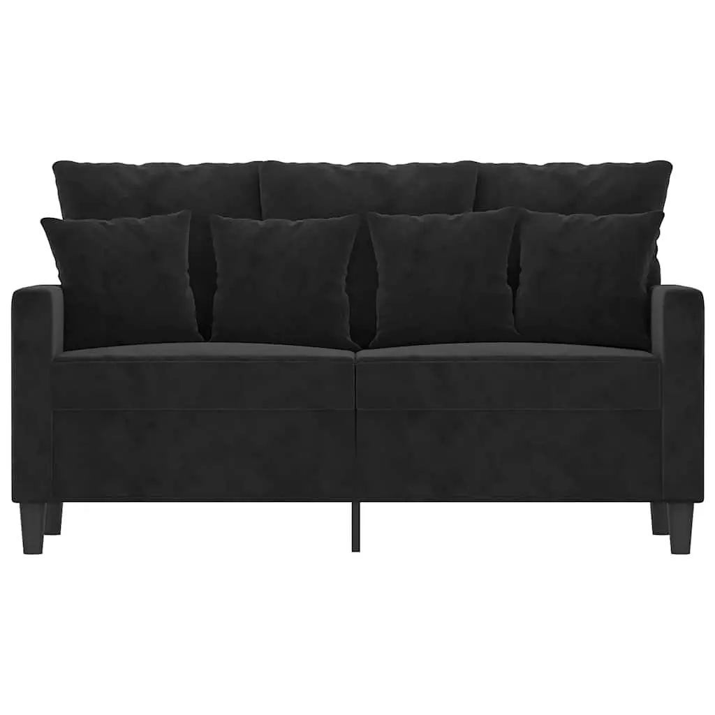2-Seater Sofa Velvet Upholstered Black 120cm Modern Lounge Couch