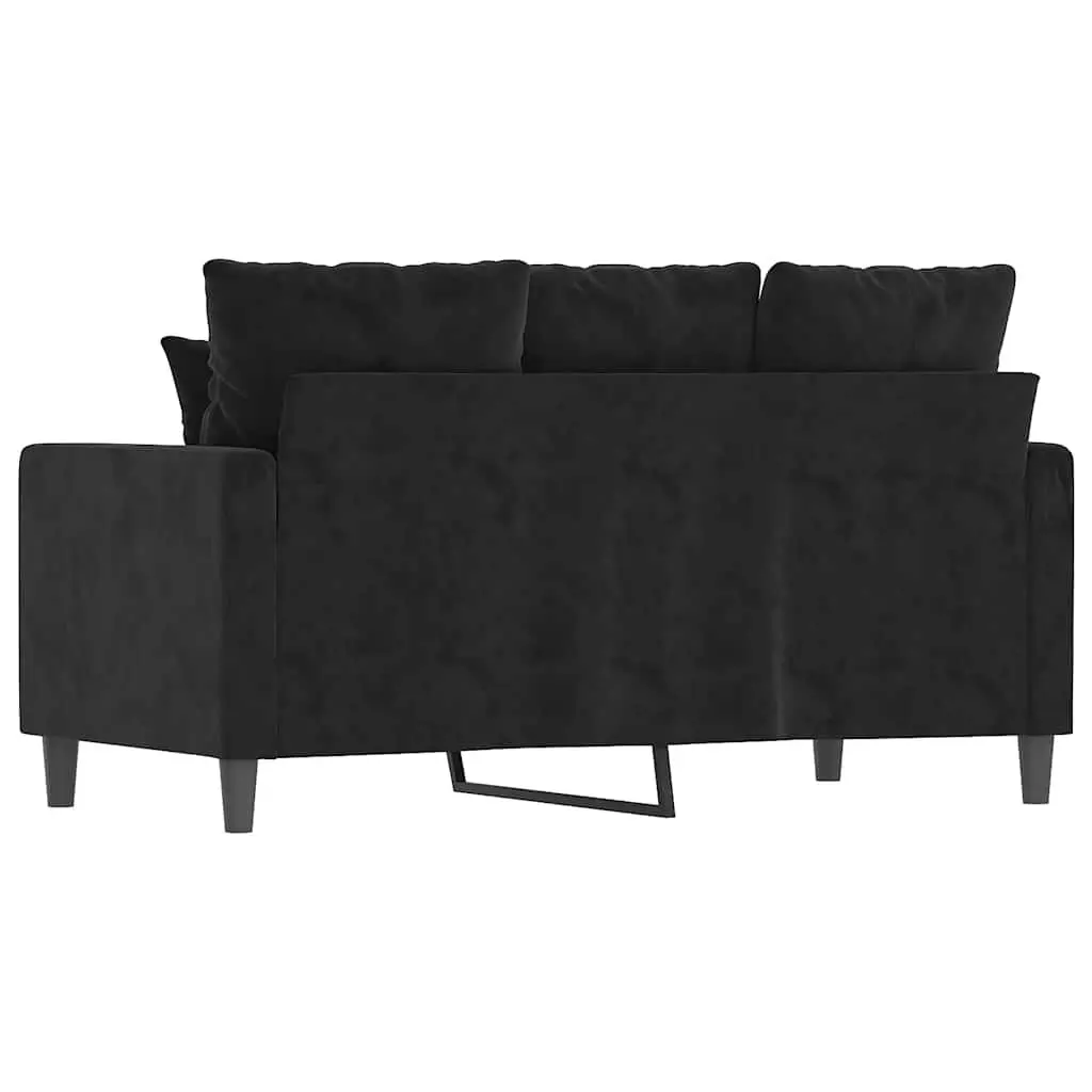 2-Seater Sofa Velvet Upholstered Black 120cm Modern Lounge Couch