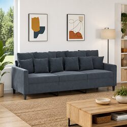 3-Seater Sofa Grey Velvet 180cm Lounge Couch Living Room Furniture Comfortable