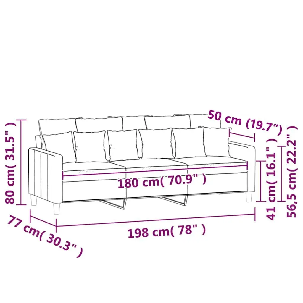 3-Seater Sofa Velvet 180cm Grey Modern Lounge Couch Living Room Furniture