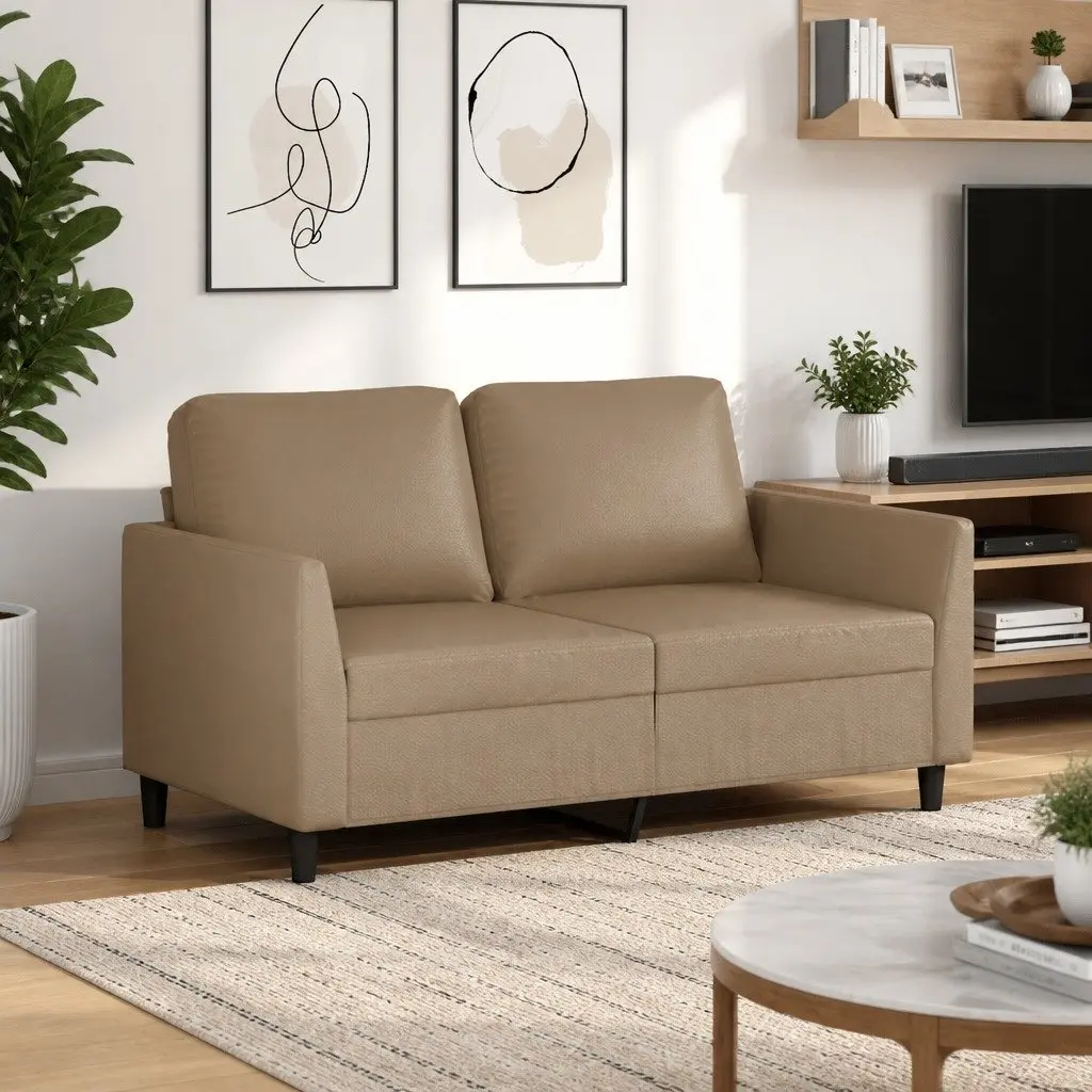 2-Seater Sofa Faux Leather 120cm Brown Modern Couch