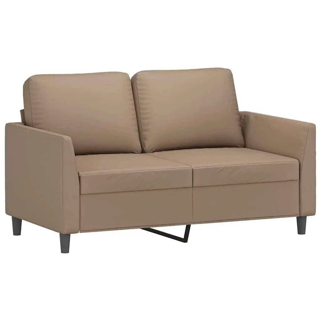 2-Seater Sofa Faux Leather 120cm Brown Modern Couch