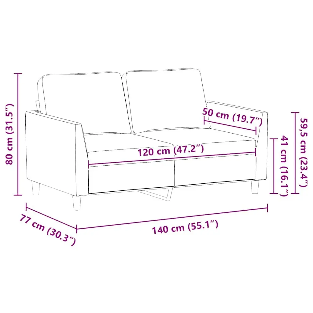 2-Seater Sofa Faux Leather 120cm Brown Modern Couch